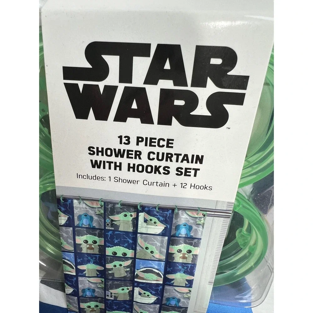 Star Wars Mandalorian The Child Shower Curtain Set 72x72 Blue Grogu Kids A02